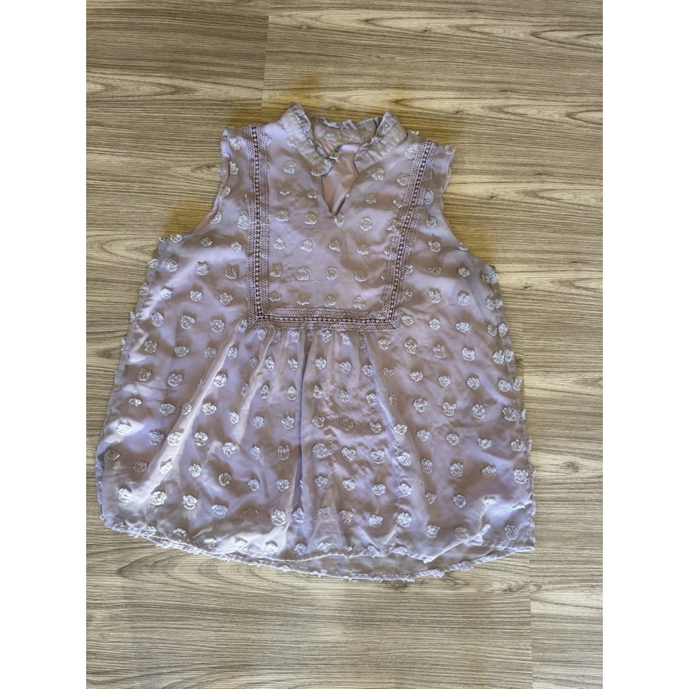Woman's Pleated Neckline Sleeveless Blouse‎ Large Lilac Purple Flowy!